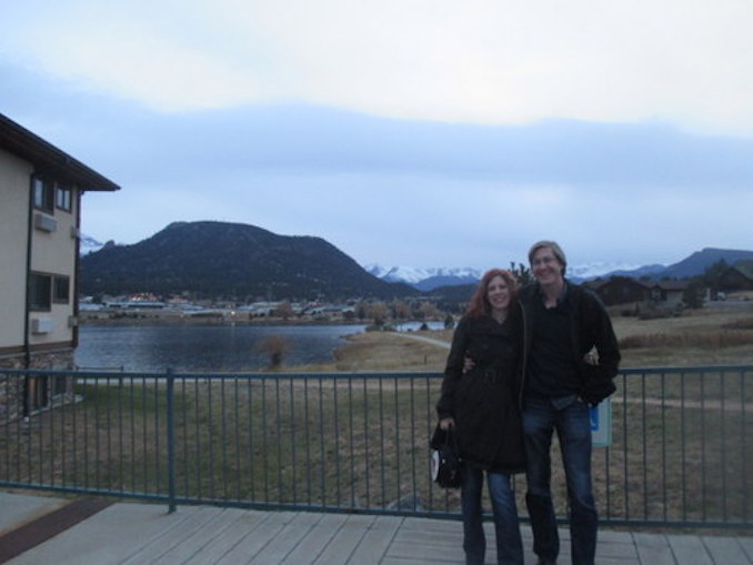 With his partner, horror writer Chris Marrs, at the Stanley Hotel Writer’s Retreat