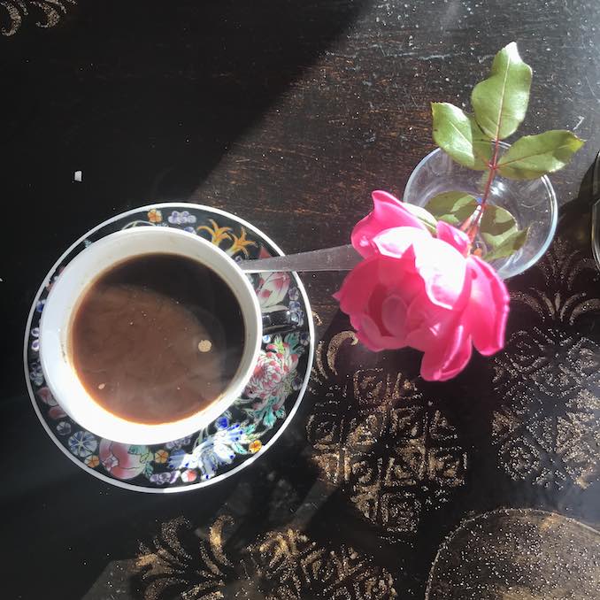 My day literally never begins before coffee. On a good day, it looks like this Turkish coffee, served with a rose at Olive Branch Mediterranean Restaurant in Greenport, Long Island.