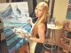 Me in my studio, painting mountains