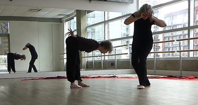 Rehearsal at the Vancouver Dance Studio with collaborator Tannis Hugill – connecting with our ancestral lineages