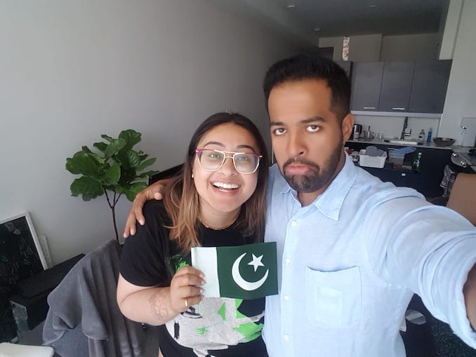 Rabiya Mansoor - I’m happy and my Indian husband is pretending to be sad as we celebrate Pakistan Independence Day. 