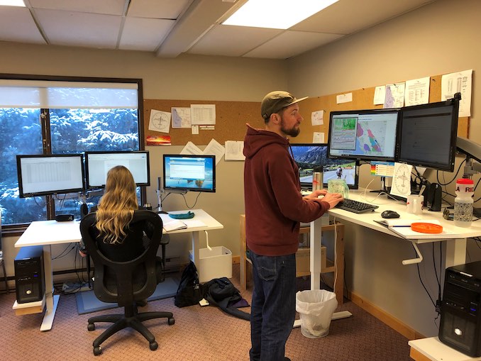 Grant Helgeson produces avalanche forecasts at Avalanche Canada’s office in Revelstoke, BC.