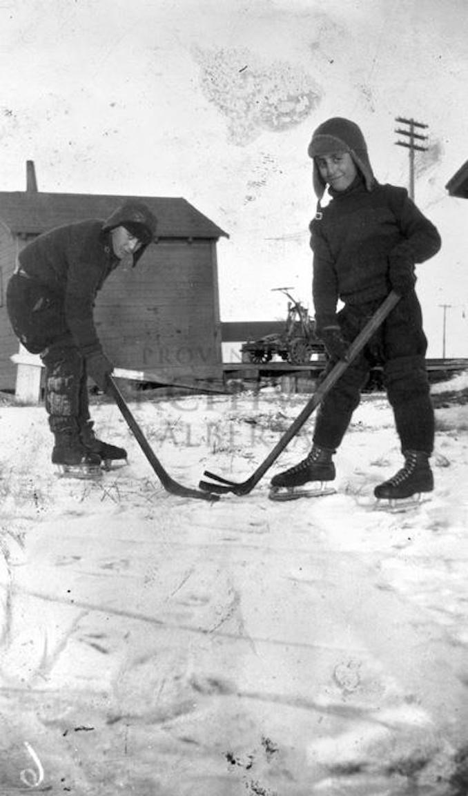 1930 - A10877 - Frank and Gos Scrivano playing in Edmonton