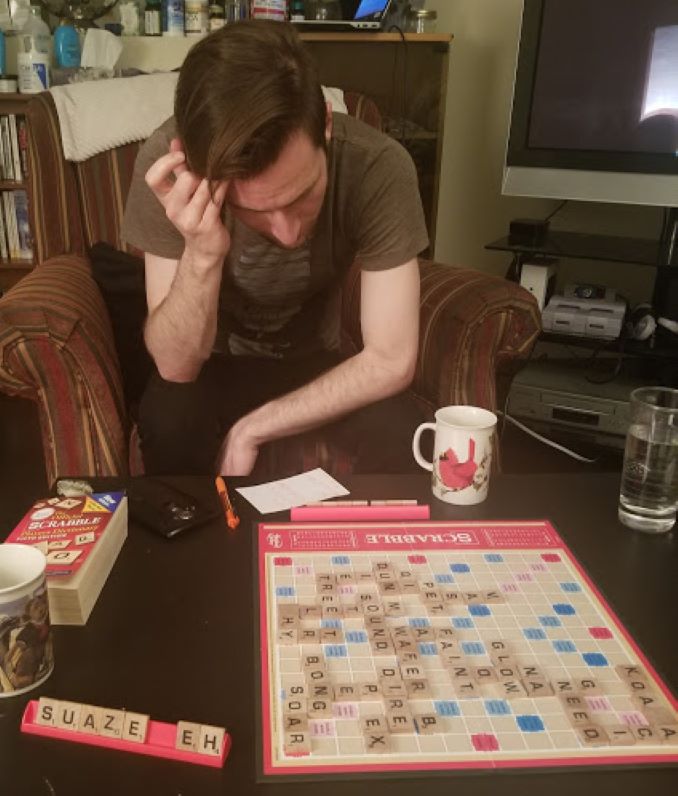 A challenging game of Scrabble.