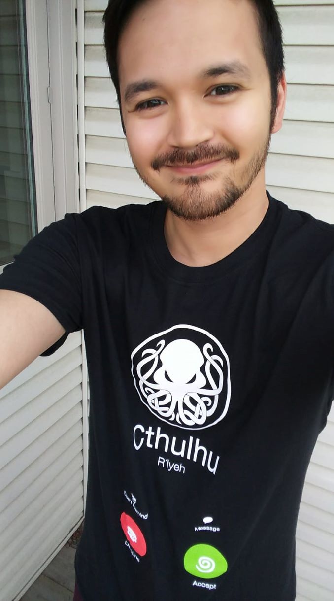 I am a big fan of Lovecraftian horror and this Call of Cthulhu shirt is much beloved by me.