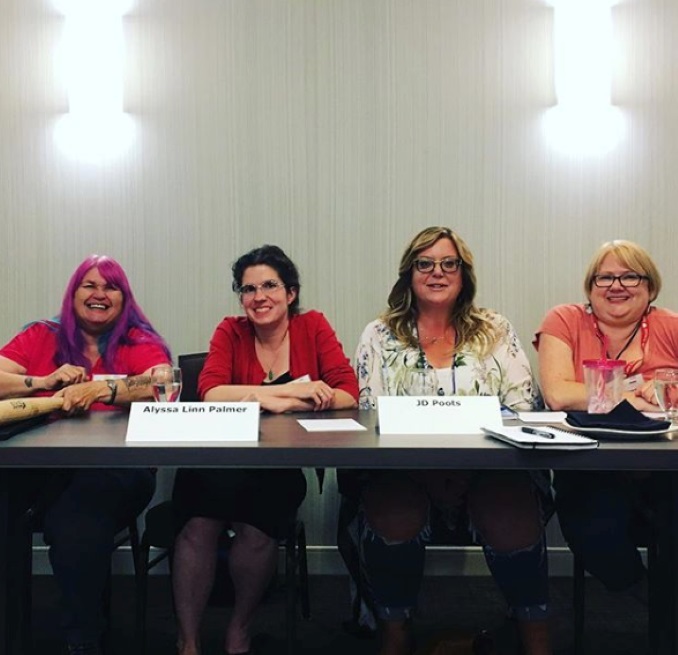 The author as a part of a panel on Kink, BDSM, Consent & Feminism at When Words Collide conference in 2018. (photo by M Jane Colette)