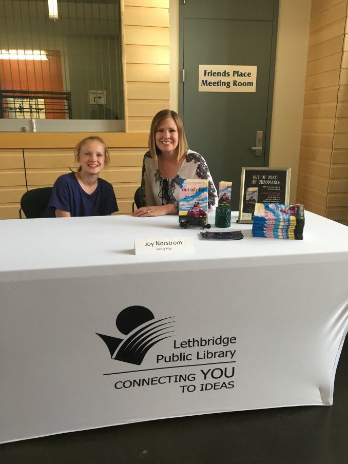 I have also appreciated the support of other libraries in Alberta, whether it’s to come and talk with their patrons or having my book included in their collections. Here I am at the Lethbridge Library, at an event celebrating their Indie Author Collection.