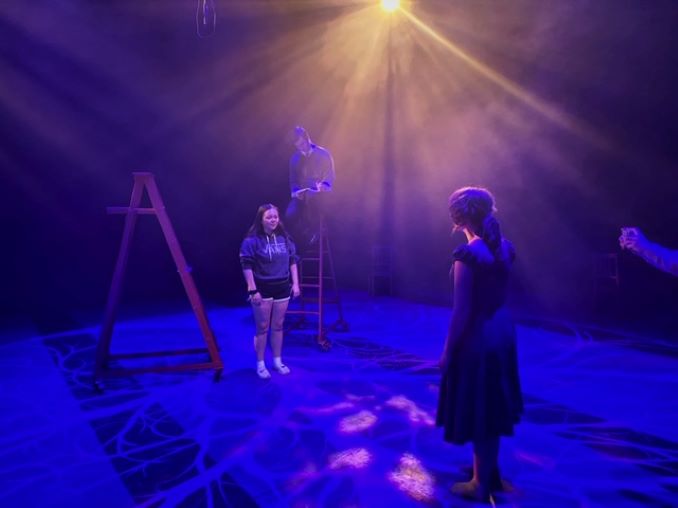 A behind the scenes shot of rehearsals for Spring Awakening at Storybook Theatre.