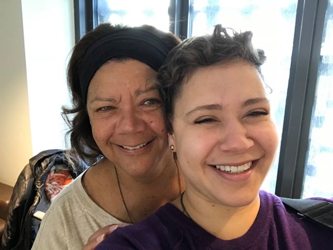 Cheryl Foggo backstage at the National Music Centre preparing for a performance with her daughter Miranda Martini