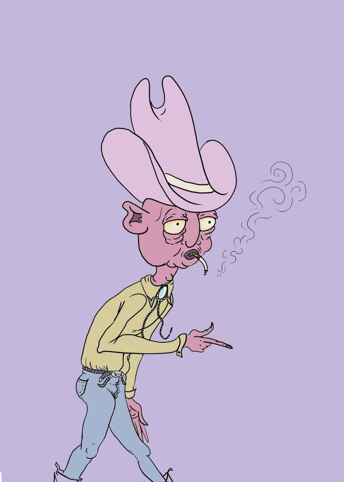 9 - Roth I enjoy drawing strange little dudes that compel the viewer to write their backstory, such as this old cowboy.