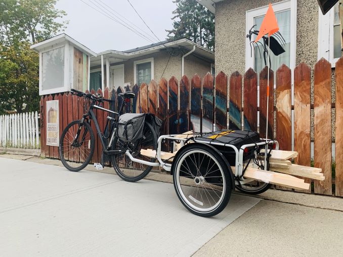Mark My “ride” that gets me from home to the studio everyday. That in my house in Bridgeland with the fence mural and Little gallery.