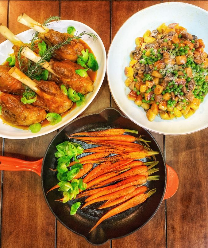 Braised Lamb Shank with a Forest Mushroom & Pea Gnocchi