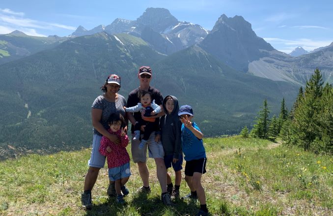 My family and I hiking in Canmore. Hiking in the mountains is where I get a lot of my reference photos for paintings.