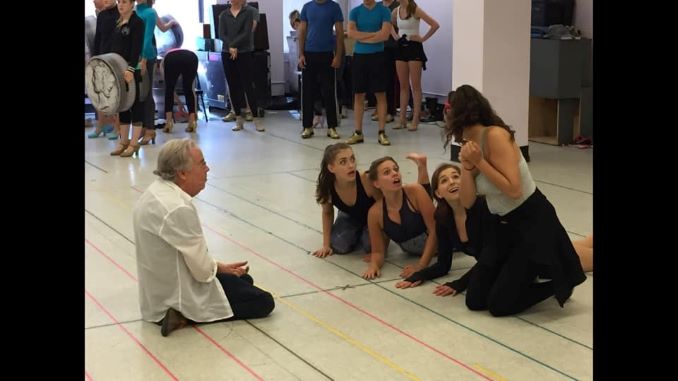 Rehearsing 42nd Street in NYC with director Mark Bramble (left to right COLON Vanessa Mitchell, Mallory Nolting, Caitlin Ellinger, Natalia Lepore Hagan)