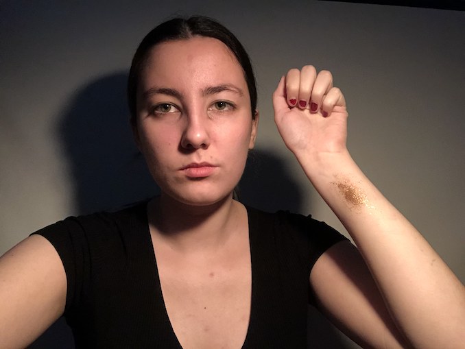 I’m testing makeup on my arm in the lighting, at this stage it was just an experiment. For me, it’s important to test everything, especially when this whole process has been a trust myself moment.