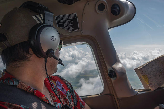 Flying a Cessna 172 through the clouds in style while en-route to Edmonton.