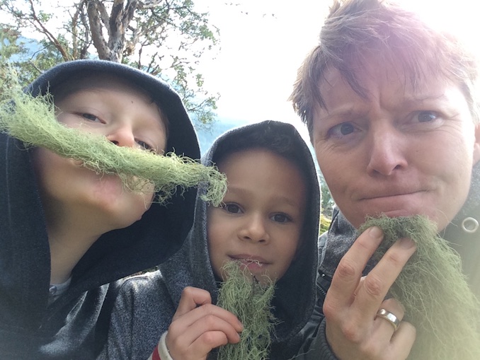 My sons and I, out in nature clowning around.