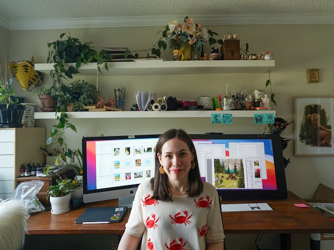 Kim Smith - This is my office, the corner of my house where I spend my time creating. Whether I’m attempting to write my next picture book, painting, or illustrating a fun new print, I’m usually found in here. Take note of the plants that have survived my care so far.