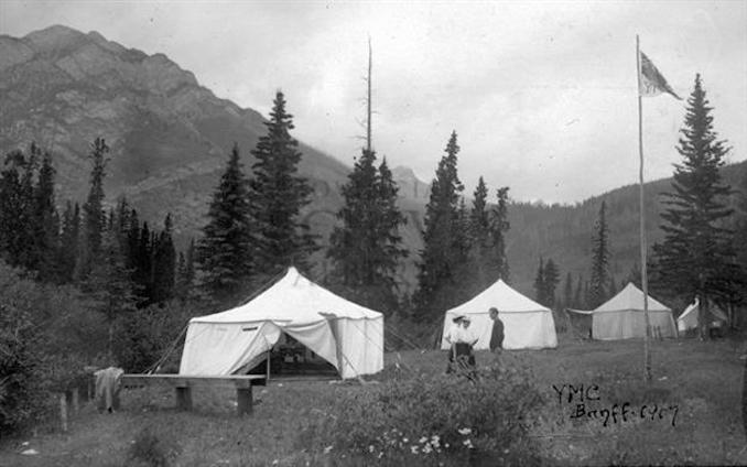 1907-Young Men’s Christian Association Camp, Banff, Echo River.