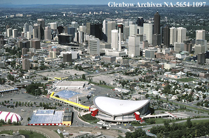 1987-August-Aerial view of Saddledome, Calgary, Alberta.