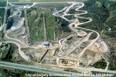 1984 – 1987- Aerial View of Construction, Canada Olympic Park, Calgary, Alberta