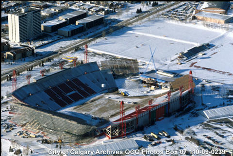 1987 – Aerial View of McMahon Stadium During Construction, Calgary, Alberta