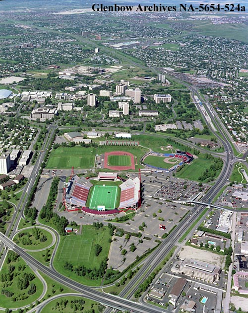 September 5, 1988 -Aerial view of McMahon Stadium, Calgary, Alberta.
