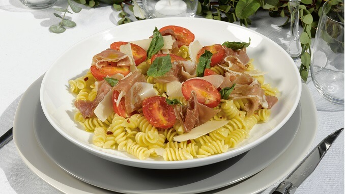 Fusilli with Prosciutto and Cherry Tomatoes