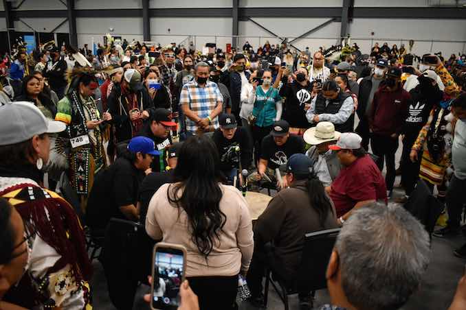 Drumming is an integral part of any powwow