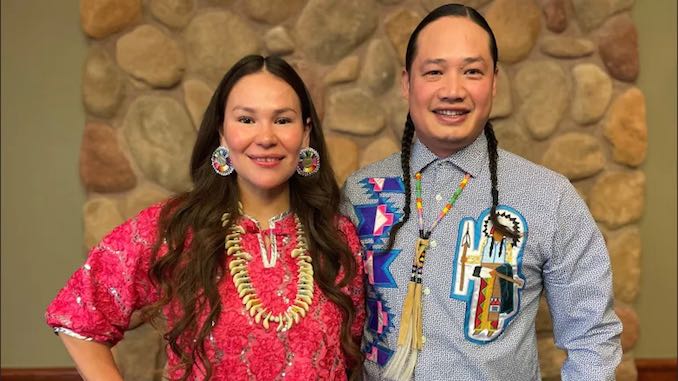 Patrick and Melissa Mitsuing, founders of the Powwow Times