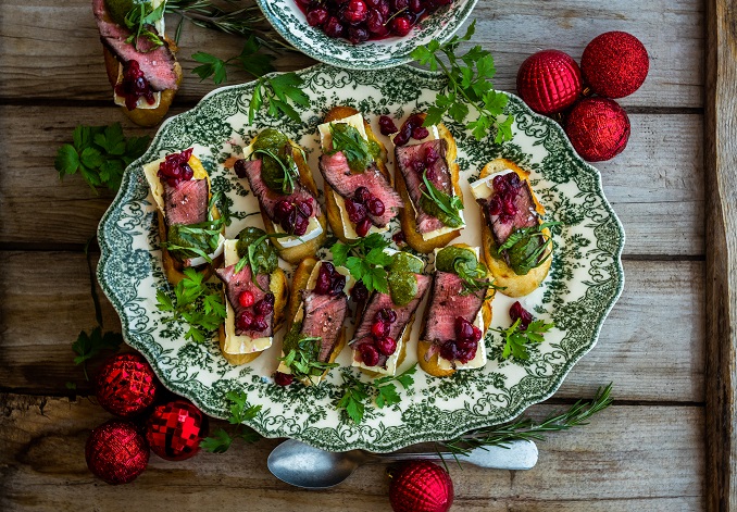 Roasted Cranberry Crostinis