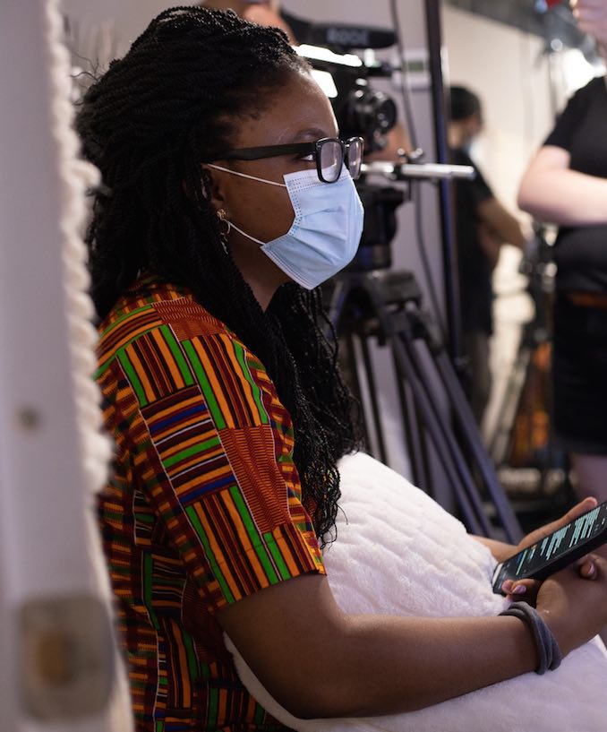 Director Sarah Uwadiae on the set of Catharsis