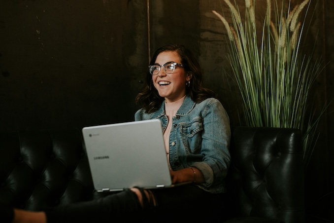 Woman using a laptop