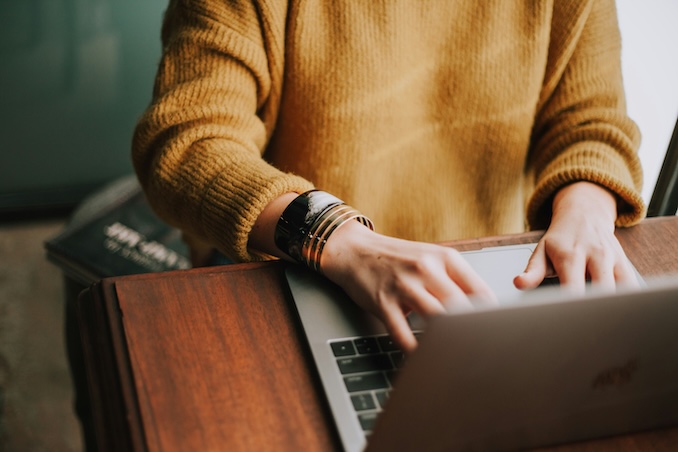 Woman using a laptop