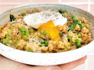 Recipe for Savory Oat “Risotto” with Asparagus and Peas