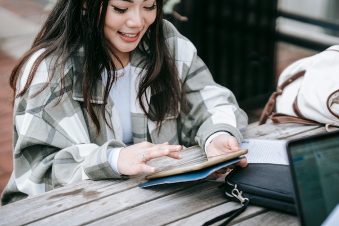 Woman using a tablet