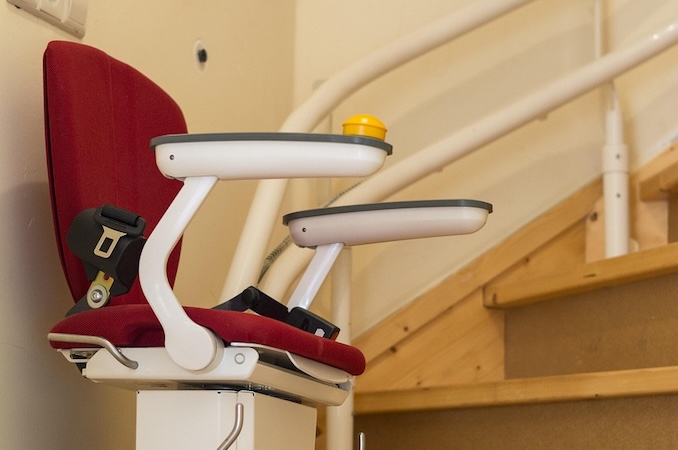 red and white stairlift