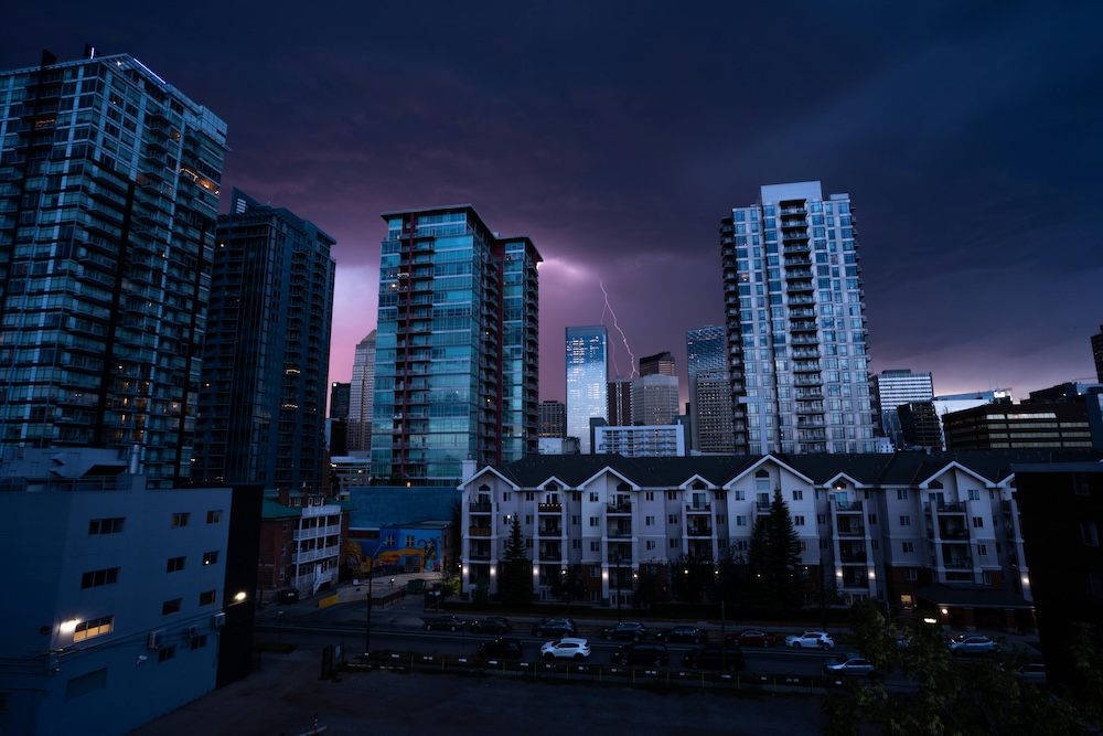 Storm photo from Calgary for the article about proper drainage with city manholes