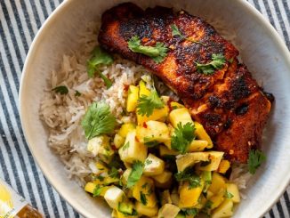 Recipe for Hot Honey Salmon Rice Bowls