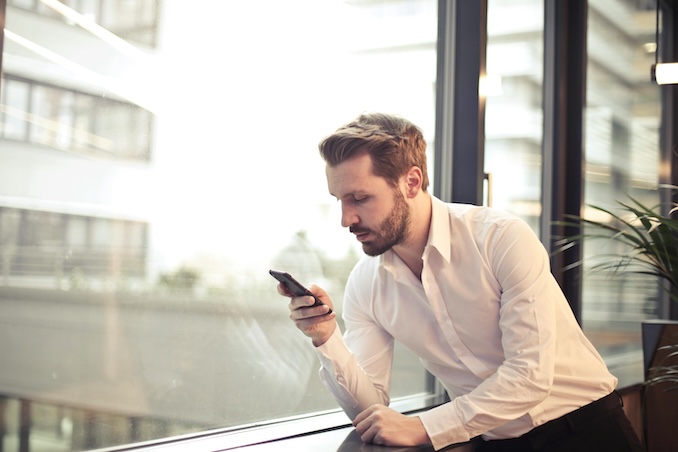 man using cellphone