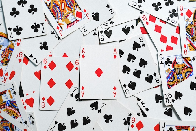 Playing card laid out