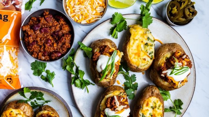 Recipe for Twice-Baked Chili Cheese Potatoes