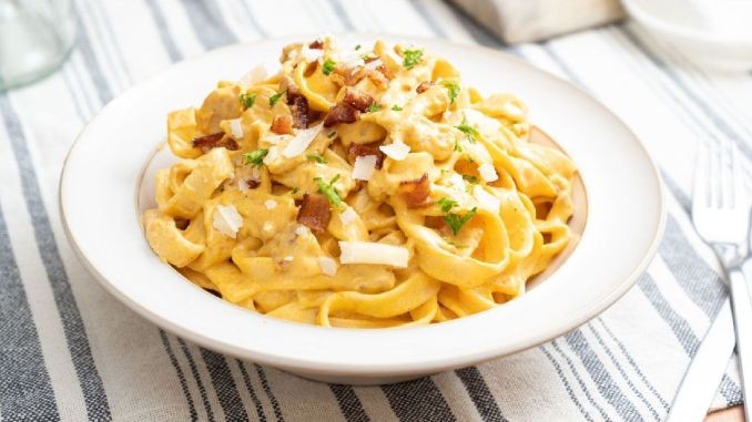 Recipe for Creamy Pumpkin and Chicken Tagliatelle