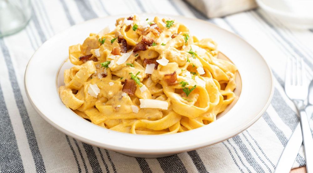 Recipe for Creamy Pumpkin and Chicken Tagliatelle 