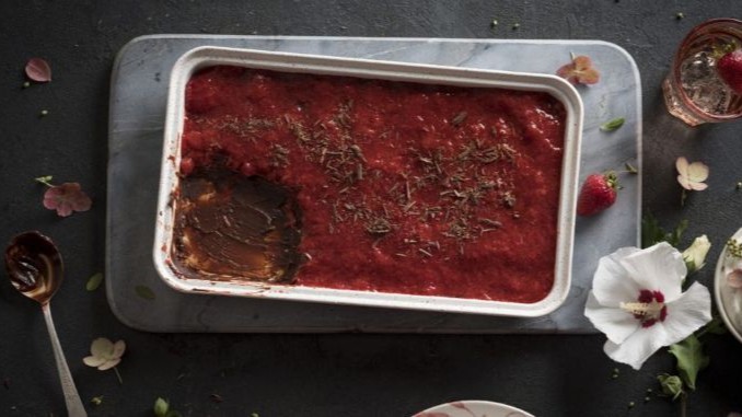 Recipe for Chocolate Semi Freddo with Strawberry Sauce