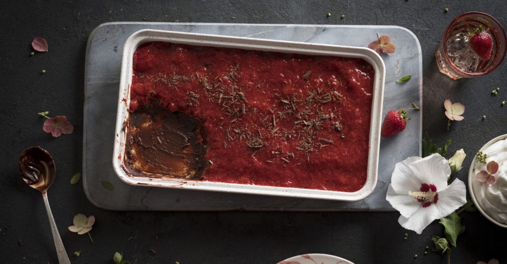 Recipe for Chocolate Semi Freddo with Strawberry Sauce