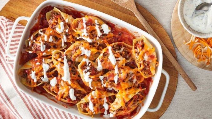 Recipe for Taco Stuffed Shells with Marble Cheddar Cheese