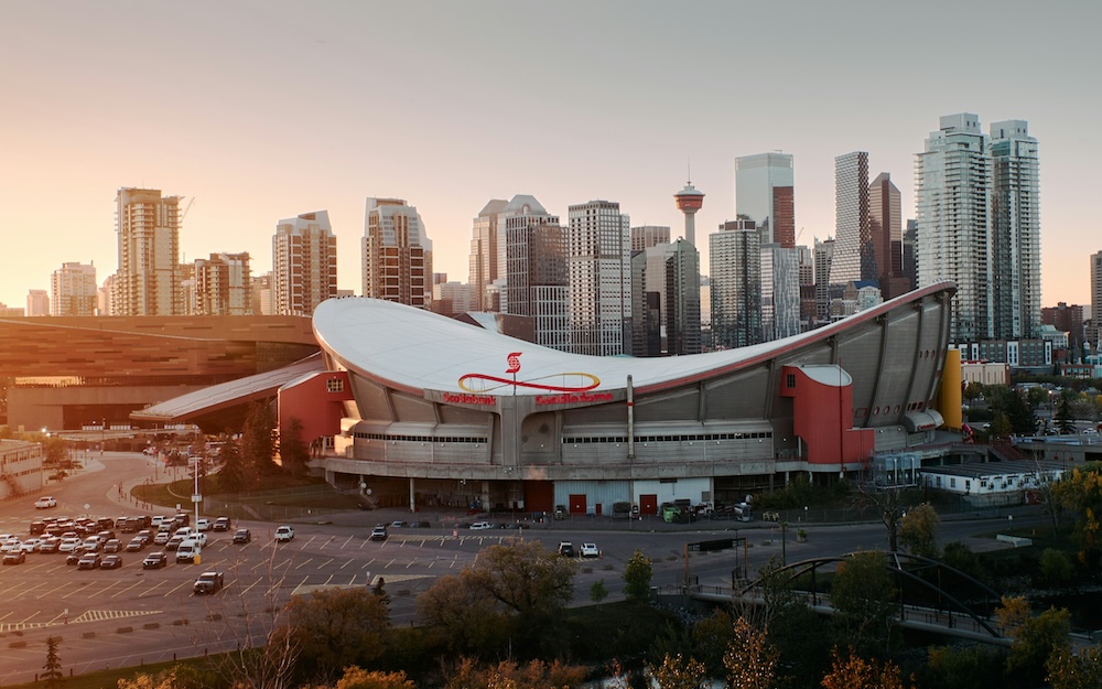 Calgary city skyline with saddeldome